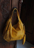 Big Soft Hobo Python Skin Bag — Yellow