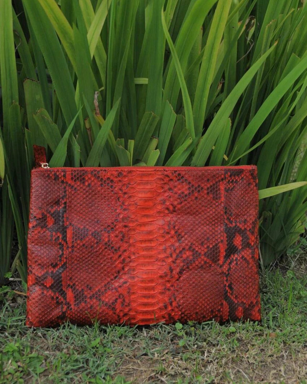 Genuine Python Skin Laptop Case — Red