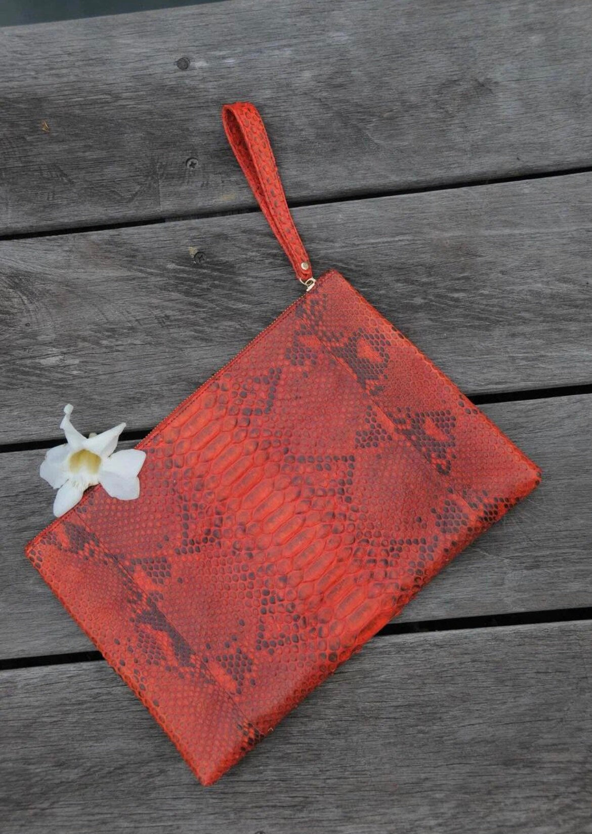 Genuine Python Skin Laptop Case — Red