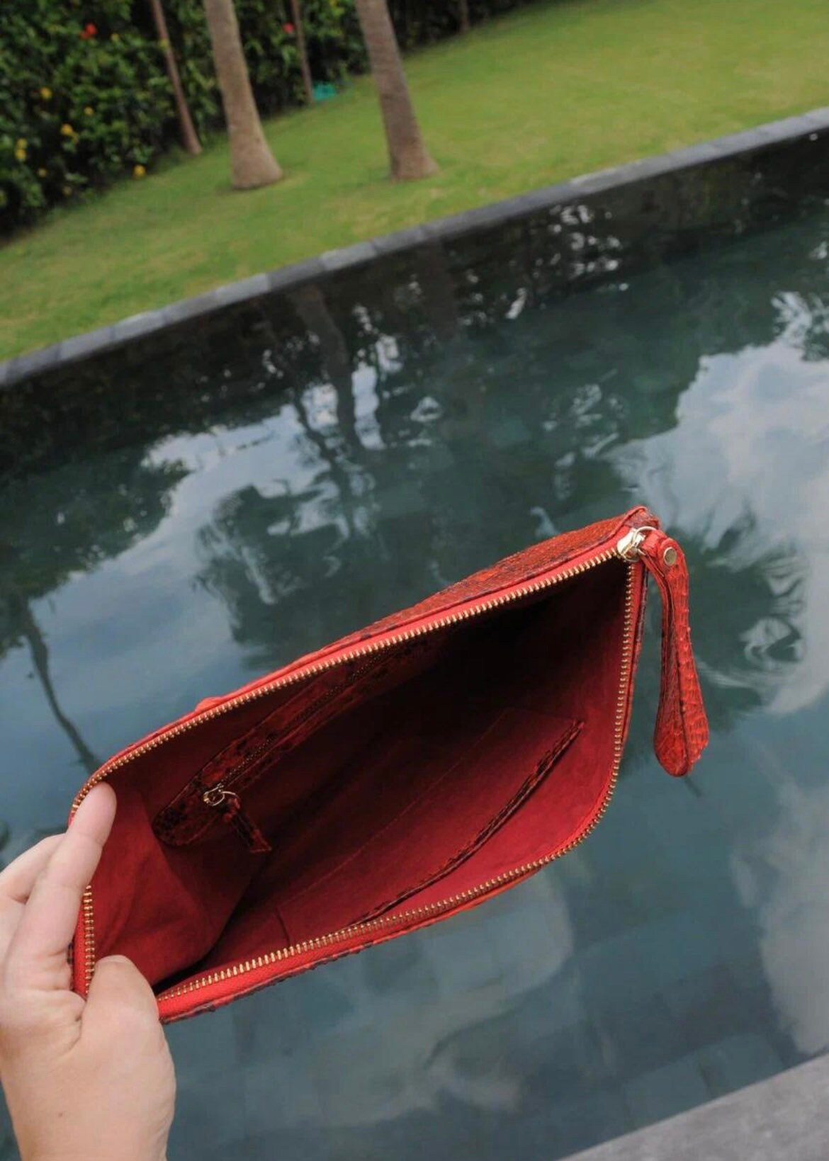 Genuine Python Skin Laptop Case — Red