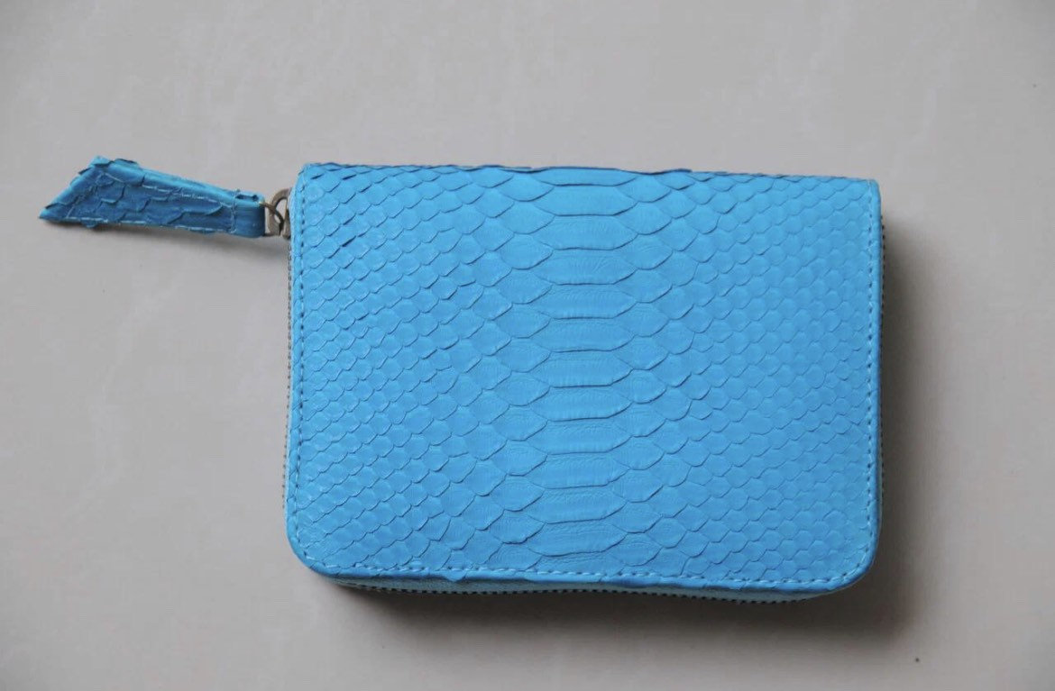 Genuine Python Skin Wallet — Turquoise