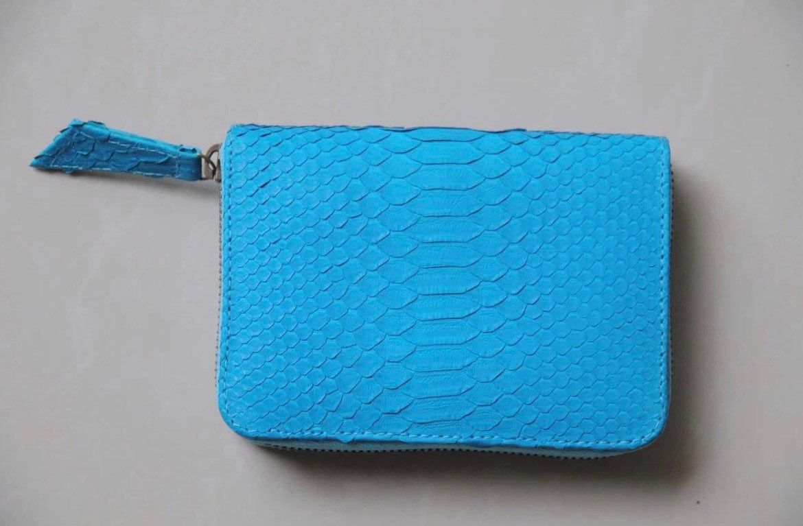 Genuine python skin turquise wallet — Red