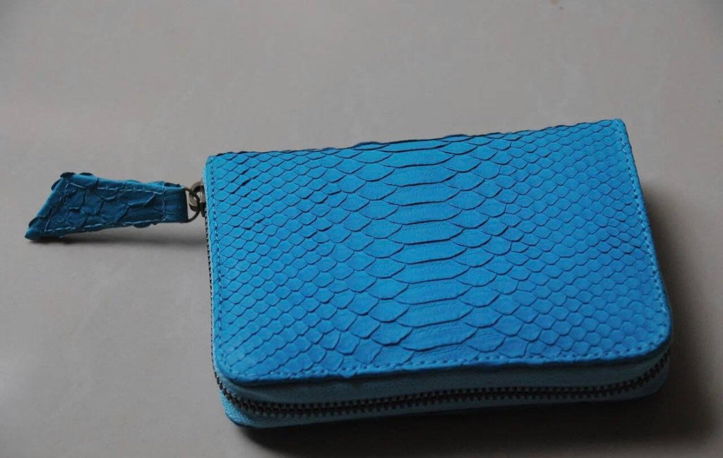 Genuine python skin turquise wallet — Red
