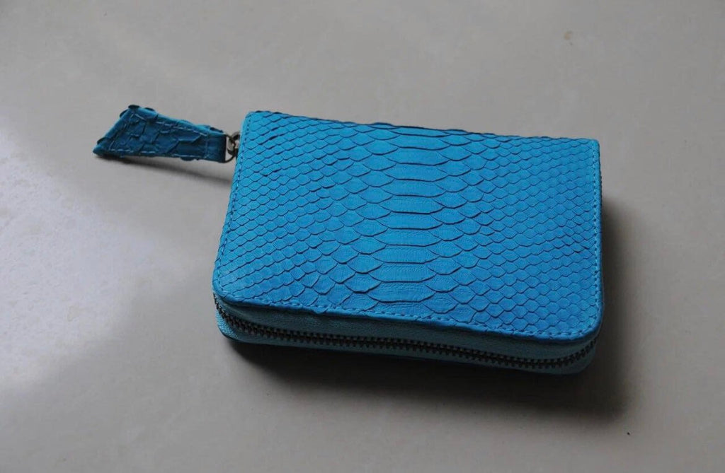 Genuine Python Skin Wallet — Turquoise
