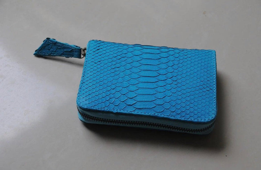 Genuine python skin turquise wallet — Red