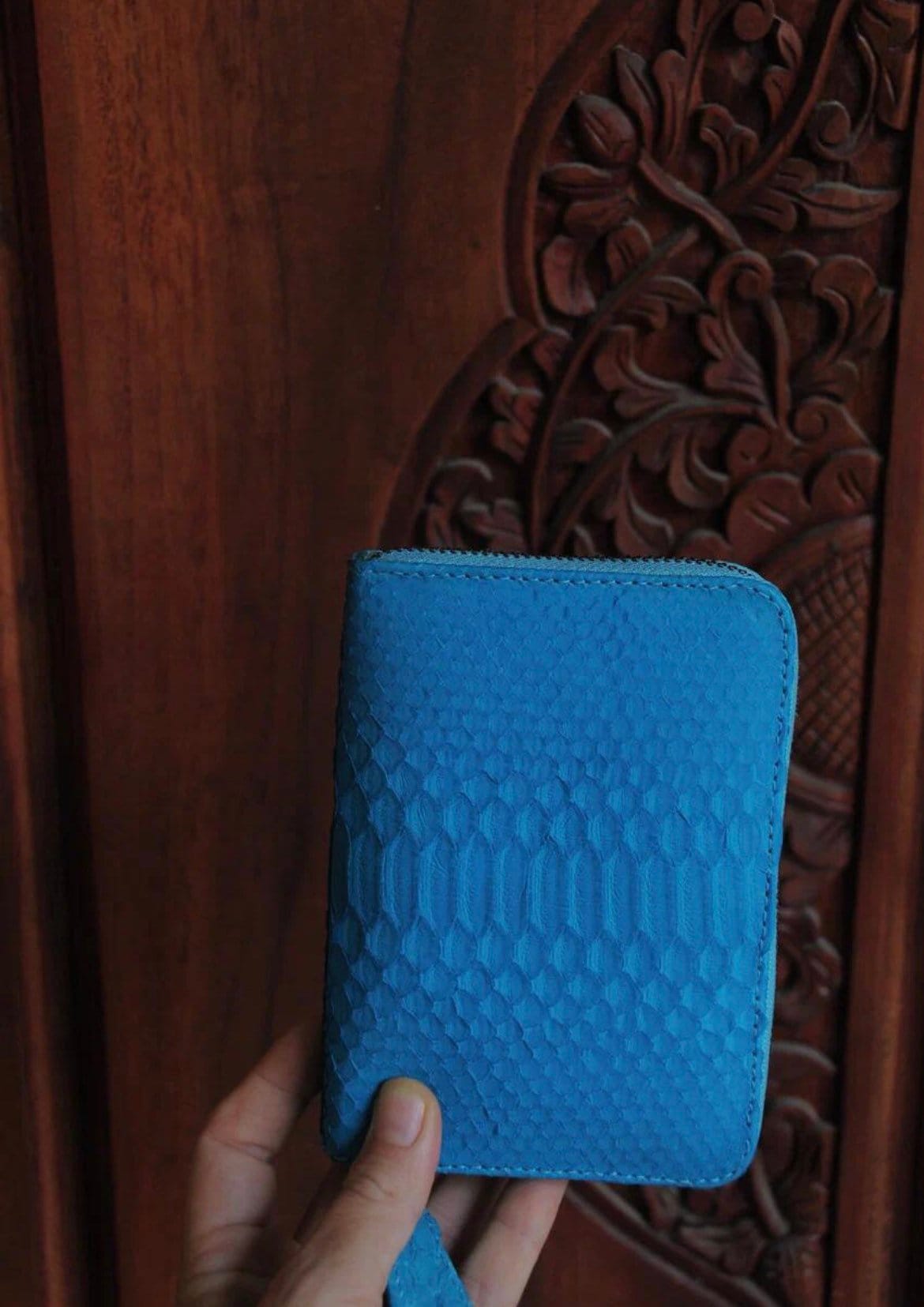 Genuine python skin turquise wallet — Red