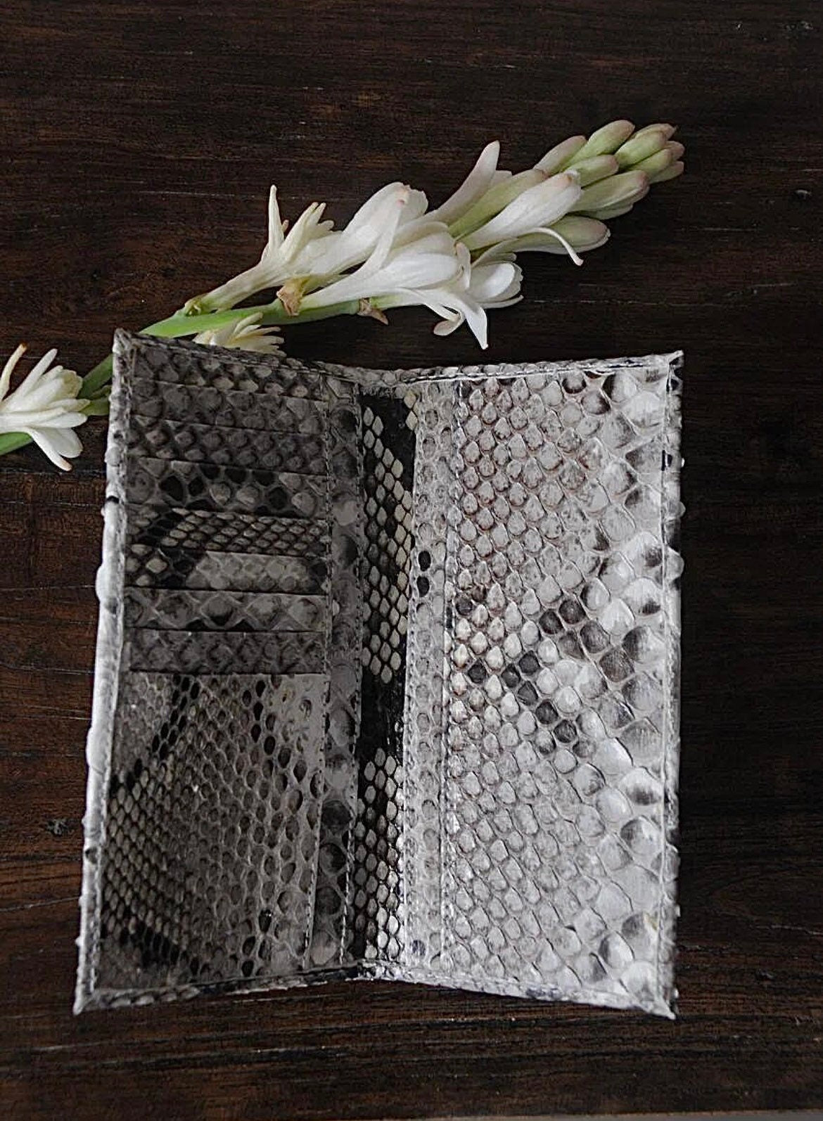 Genuine Python Skin Wallet — Gray Natural