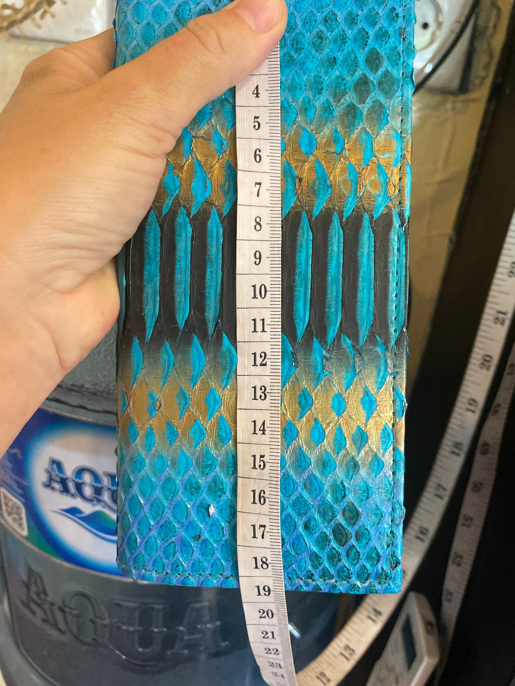 Genuine Python Skin Wallet — Turquoise