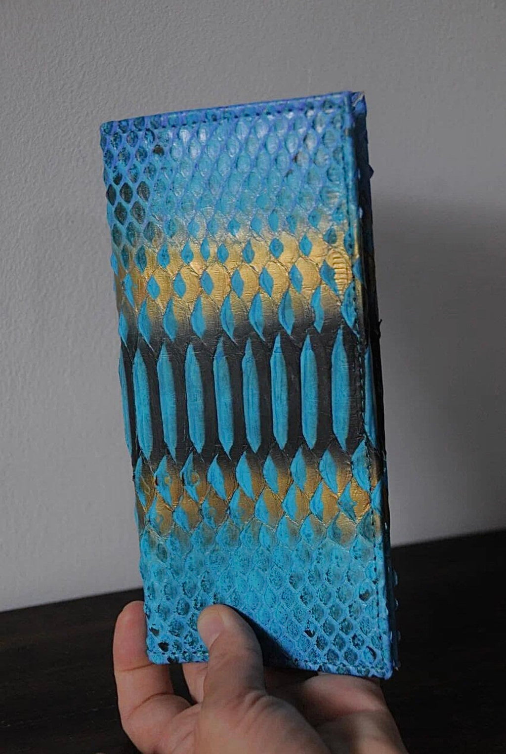 Genuine Python Skin Wallet — Turquoise