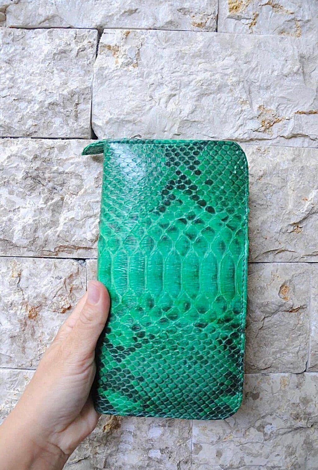 Python skin Wallet Green | Genuine Python light green Colour Wallet unisex | classy Elegant Python Genuine Leather Wallet Handmade snake