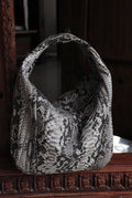 Big Soft Hobo Python Skin Stitched Bag — Gray