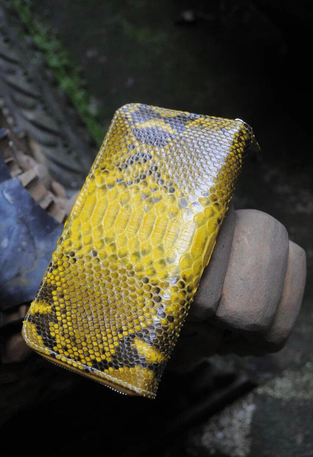 Genuine Python Skin Wallet — Yellow Snake