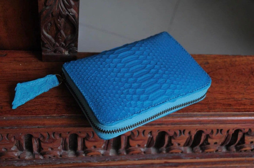 Genuine python skin turquise wallet — Red