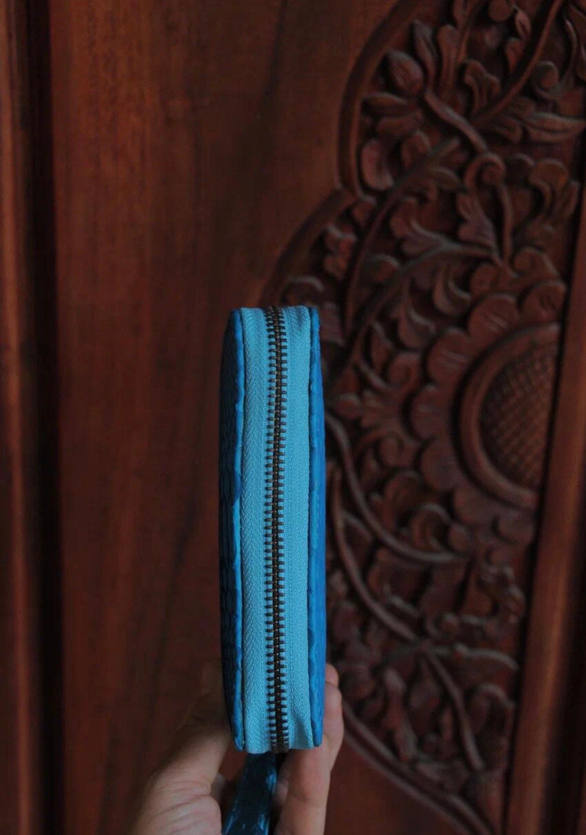 Genuine Python Skin Wallet — Turquoise