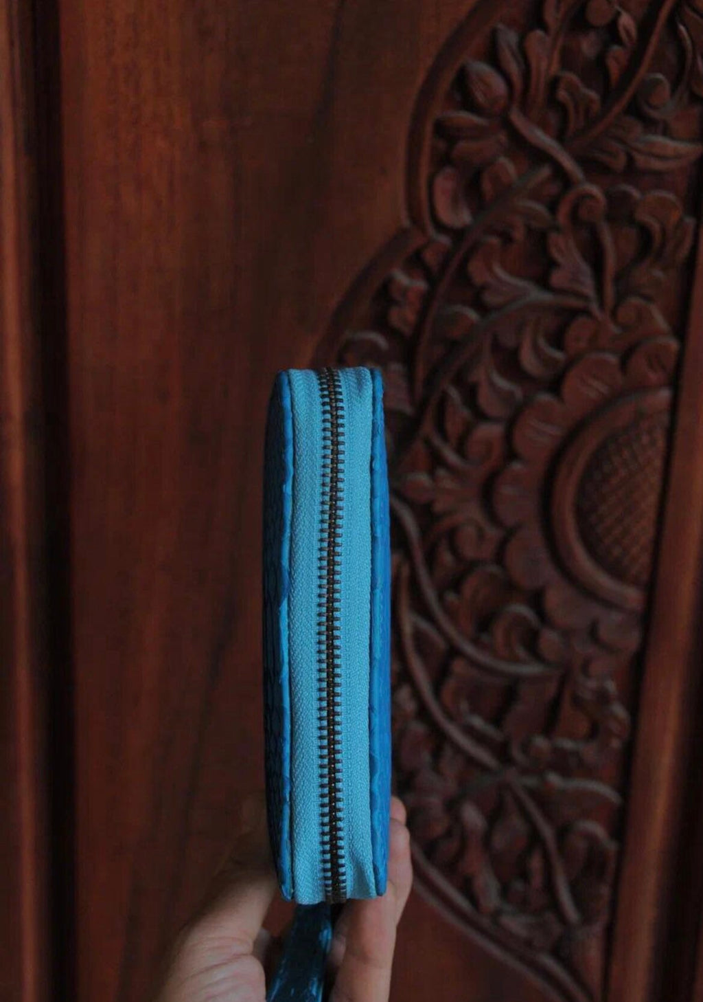 Genuine python skin turquise wallet — Red