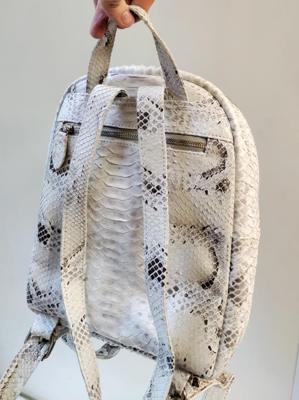 Genuine Python Skin Backpack — White