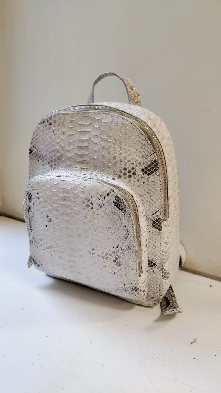 Genuine Python Skin Backpack — White