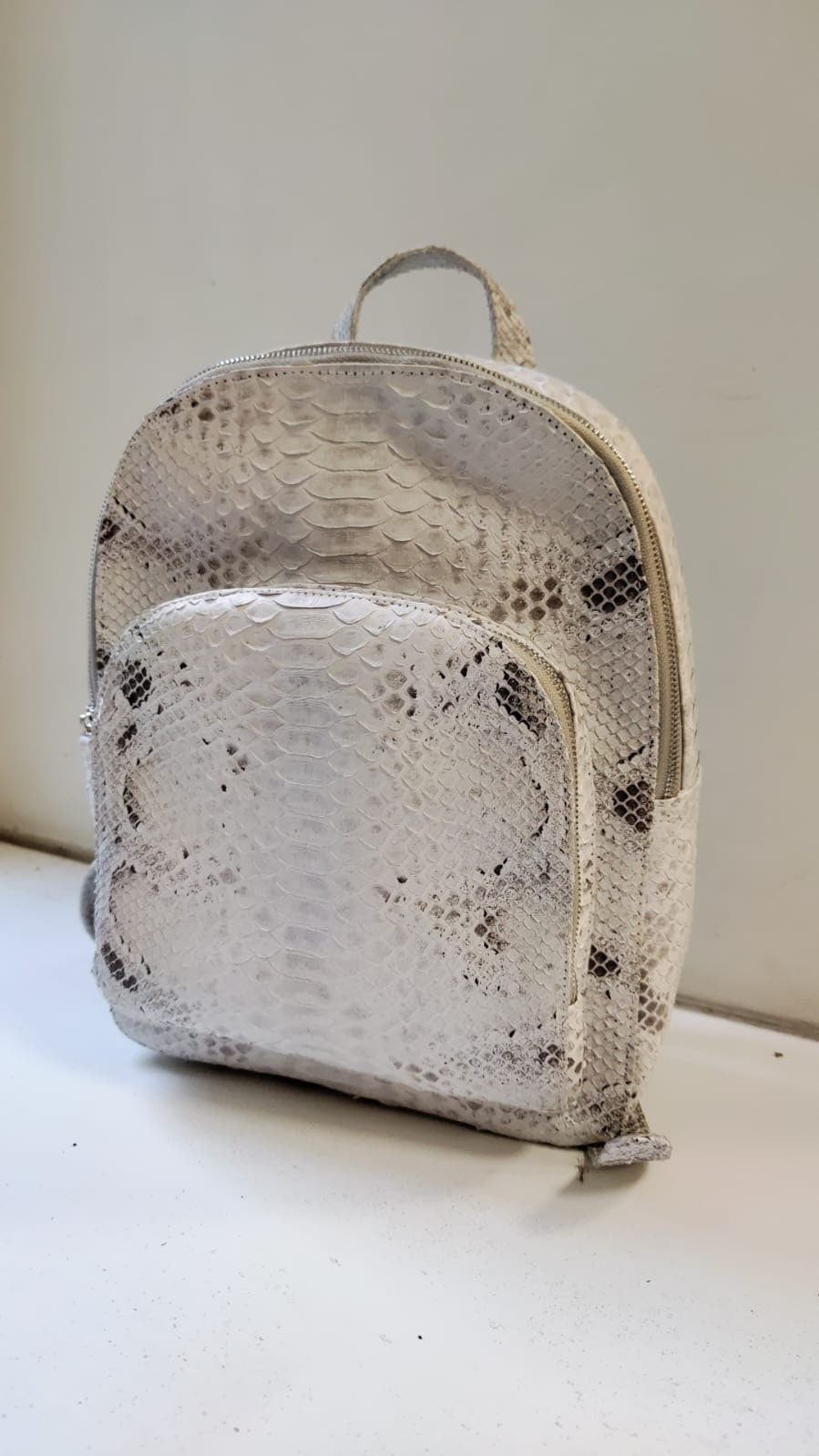 Genuine Python Skin Backpack — White