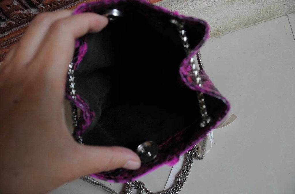 Genuine Python Skin Bucket Bag — Fuchsia