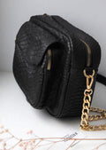 Genuine Python Skin Sport Crossbody Bag with Pocket