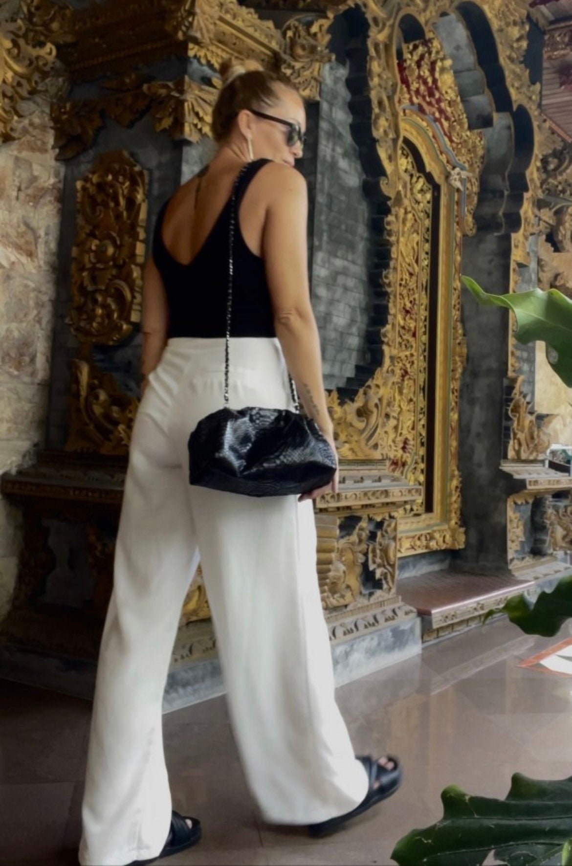 Genuine Python Skin Pouch Bag — Black Small