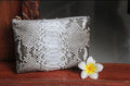 Genuine Python Skin Cosmetic Bag — Grey