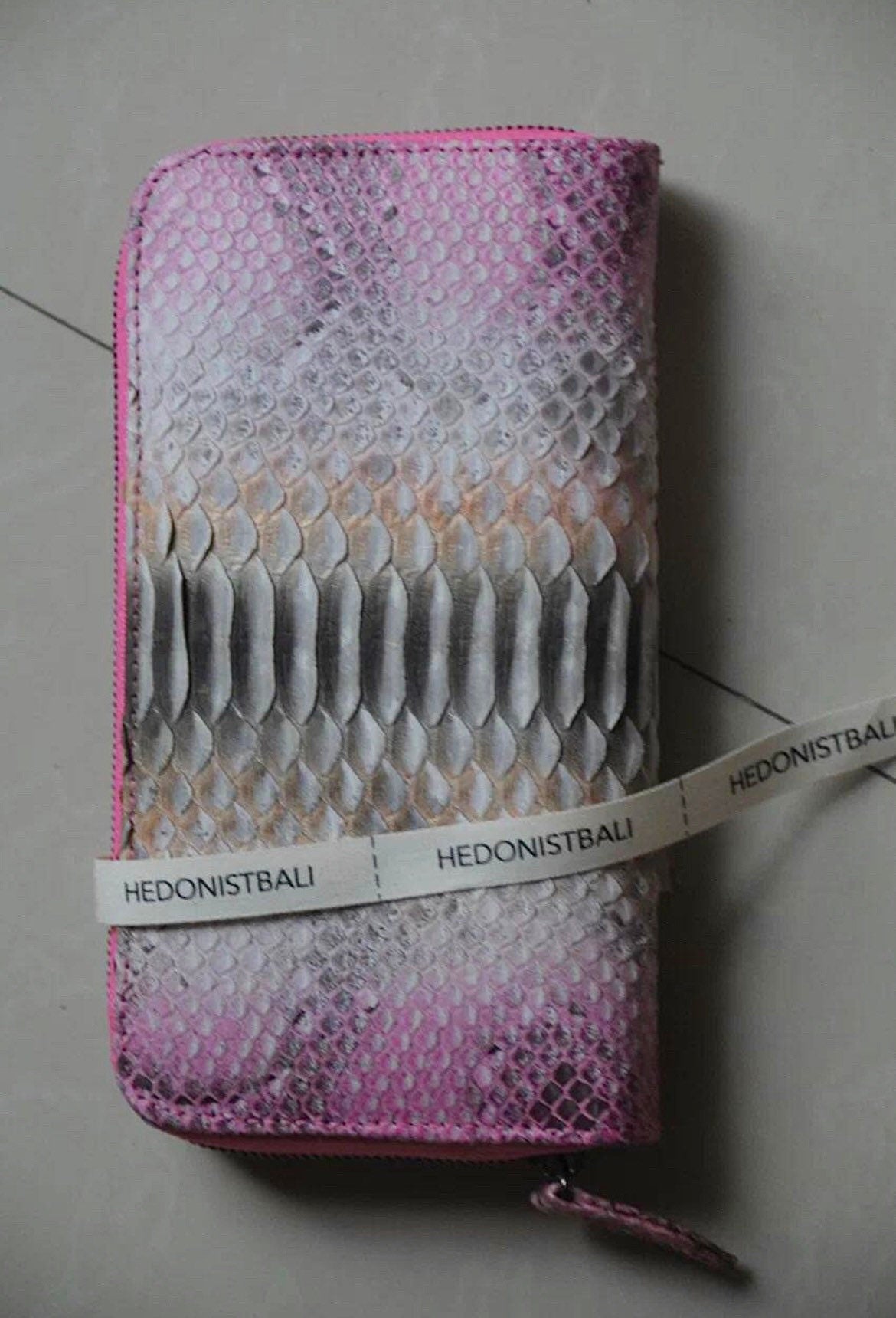 Genuine Python Skin Wallet — Light Pink