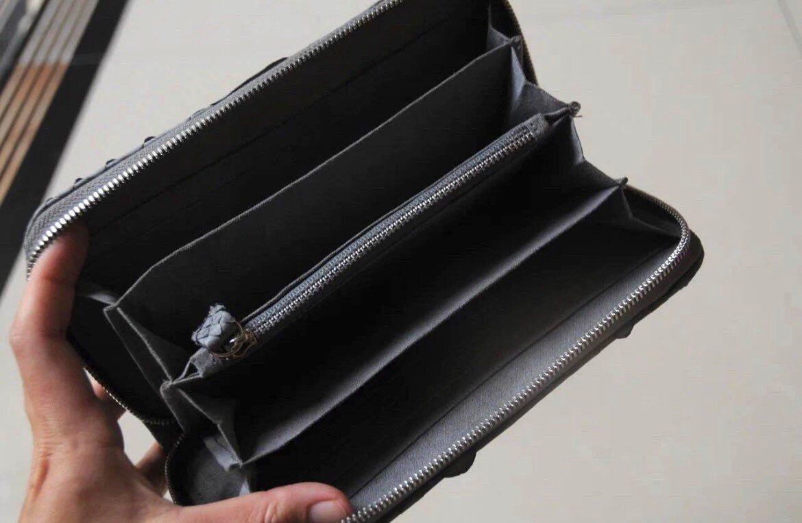 Genuine Python Skin Wallet — Grey