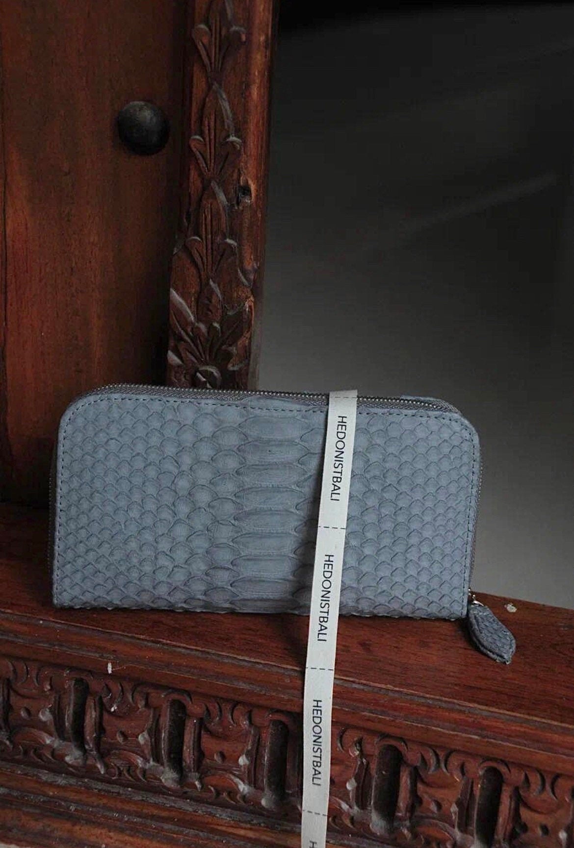 Genuine Python Skin Wallet — Grey