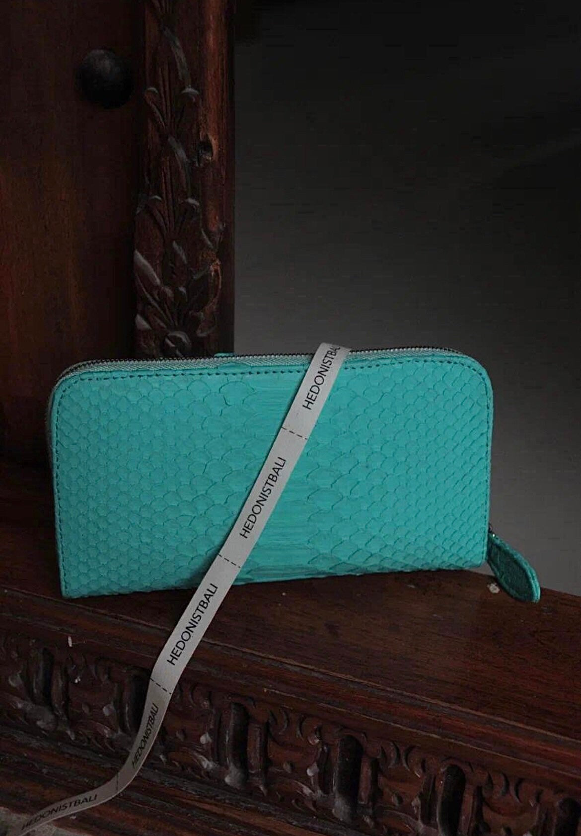 Turquoise Genuine Python Unisex Wallet — Blue