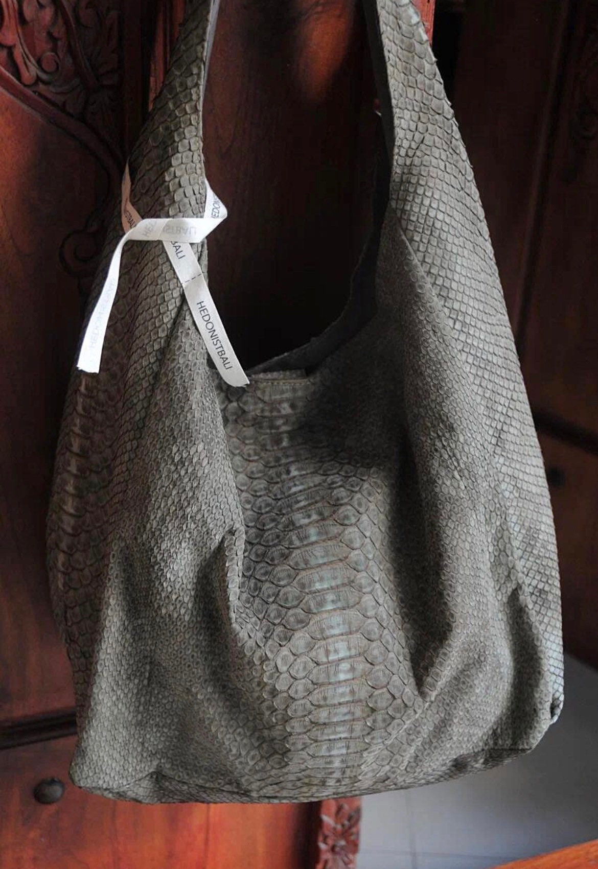 Big Soft Hobo Classy Sport Woman Bag | Purse Genuine Python Skin | Grey Riva  Elegant Leather Designer Soft Bag Snake | exotic leather purse