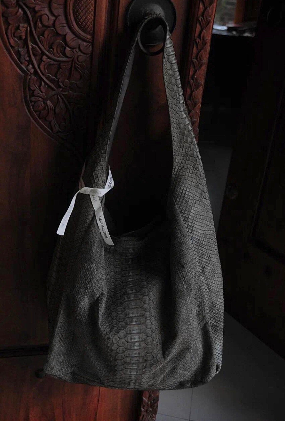 Big Soft Hobo Classy Sport Woman Bag | Purse Genuine Python Skin | Grey Riva  Elegant Leather Designer Soft Bag Snake | exotic leather purse