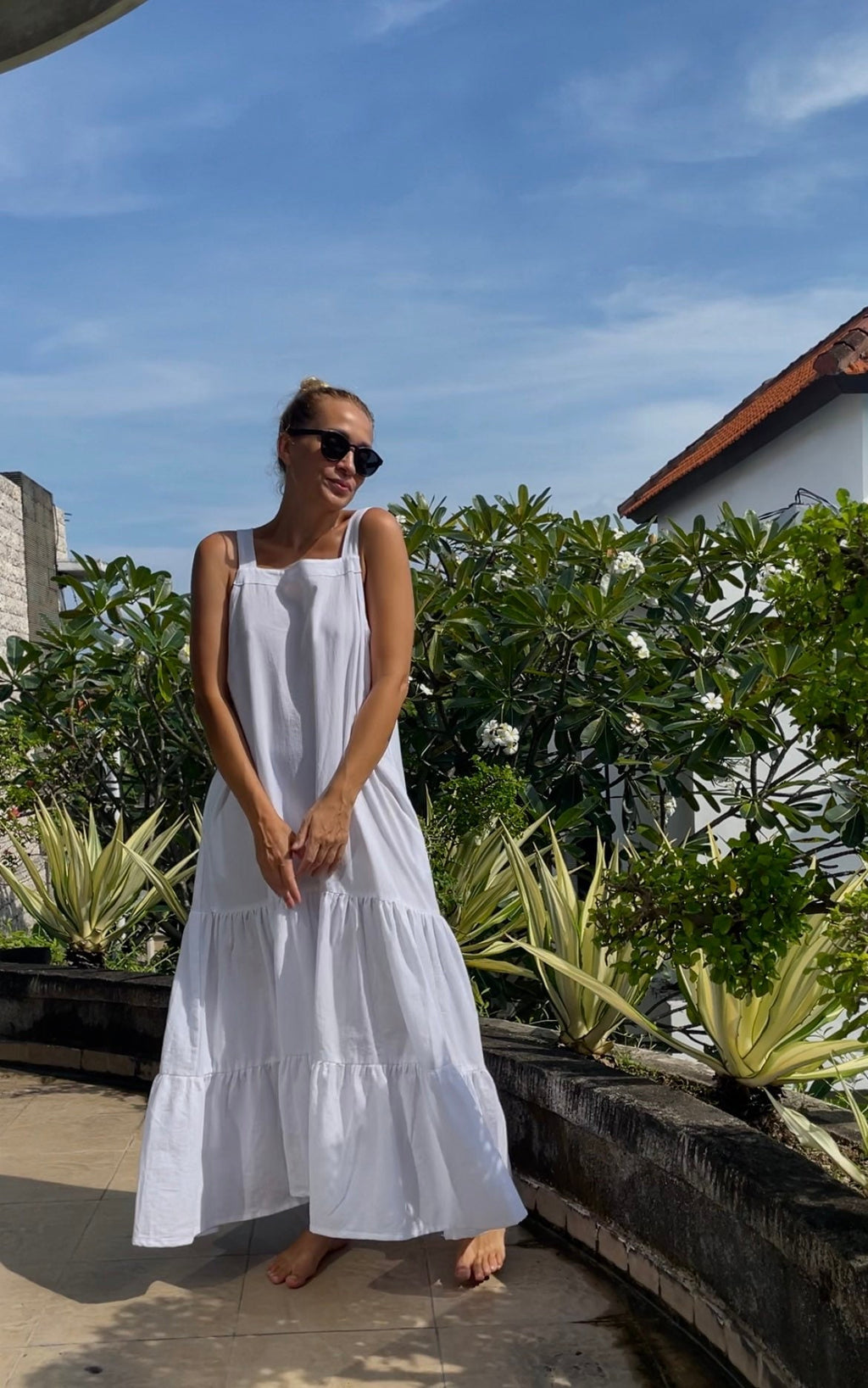 Linen loose white summer feminine LUNA dress / comfort women vacation summer long oversize dress