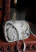Smalll woman genuine python skin elegant grey snake print clutch — Red