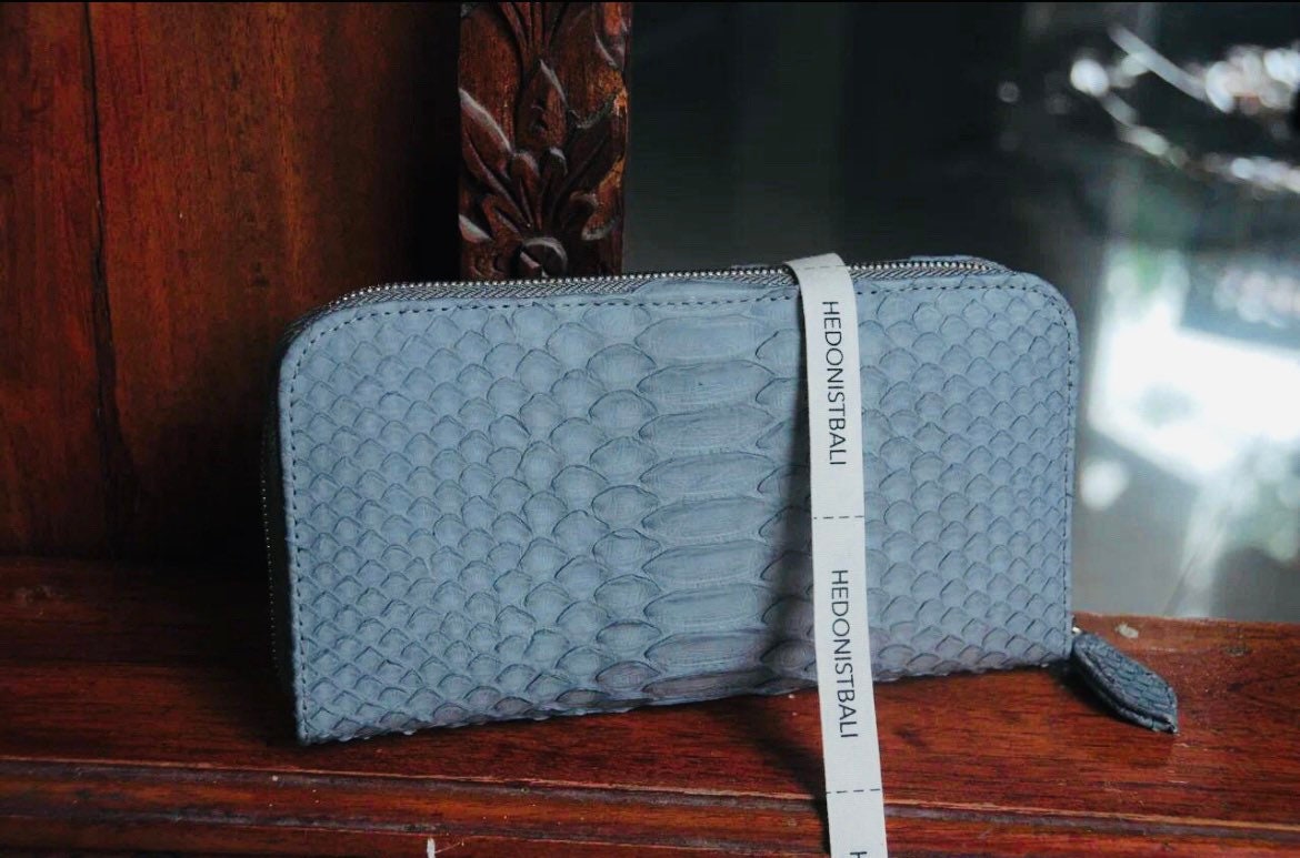 Genuine Python Skin Wallet — Grey