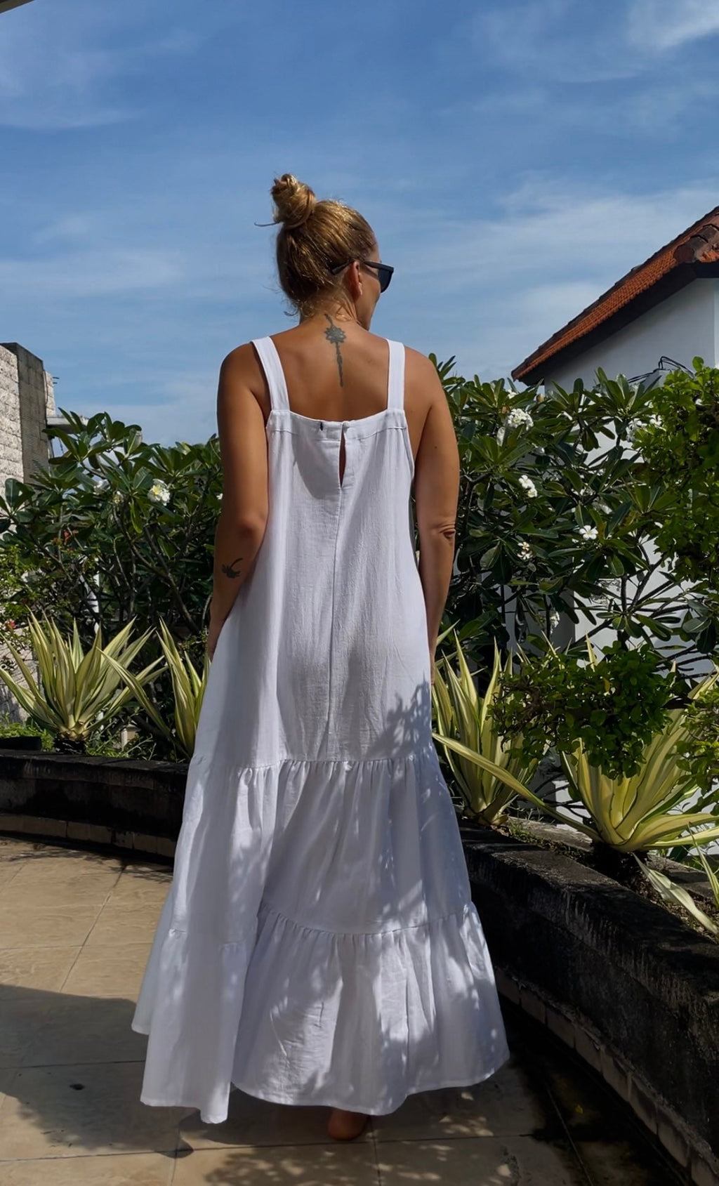 Linen loose white summer feminine LUNA dress / comfort women vacation summer long oversize dress