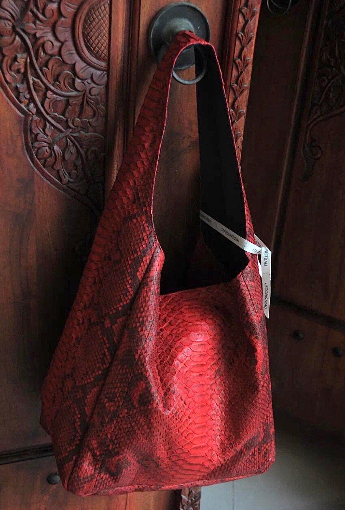 Big Soft Hobo Classy Sport Woman Bag | Purse Genuine Python Skin | Red Riva  Elegant Leather Designer Soft Bag Snake | exotic leather purse