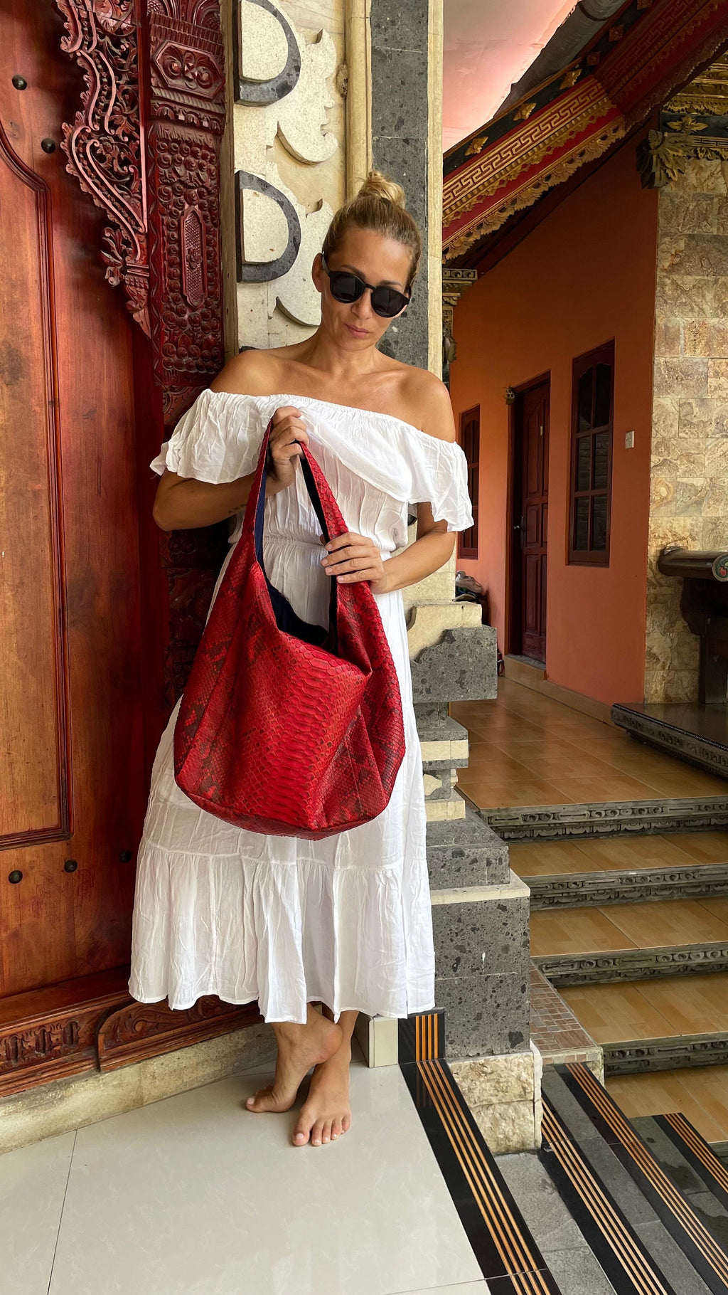 Big Soft Hobo Classy Sport Woman Bag | Purse Genuine Python Skin | Red Riva  Elegant Leather Designer Soft Bag Snake | exotic leather purse
