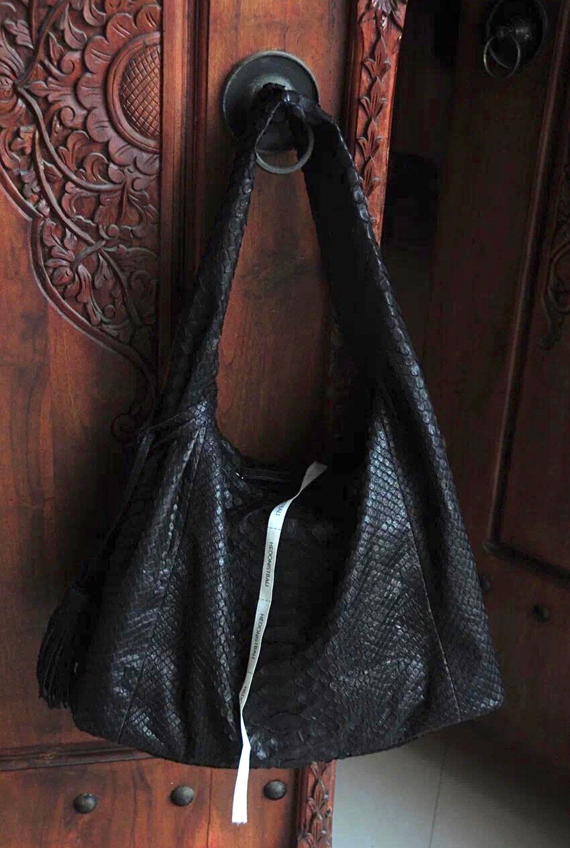 Big Soft Hobo Classy Sport Woman Bag | Purse Genuine Python Skin | Python Skin Products | Black Big Elegant Leather Designer Soft Bag Snake