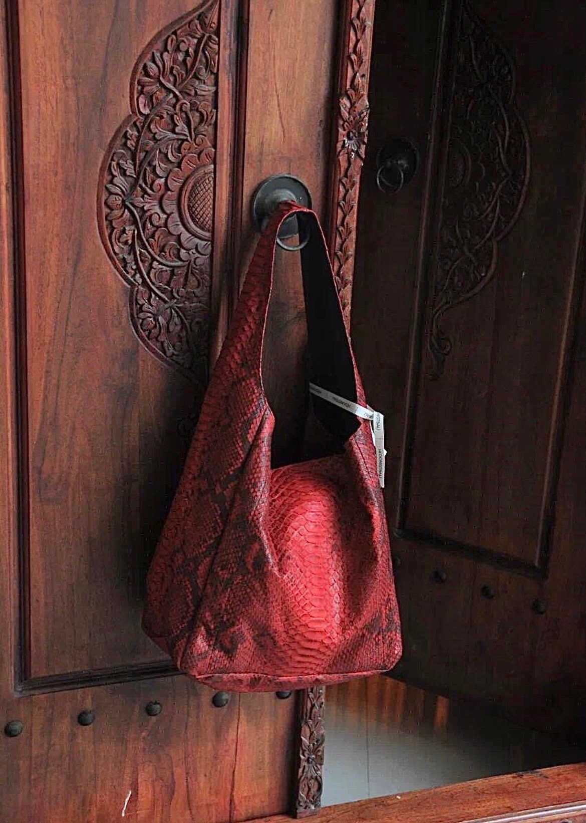Big Soft Hobo Classy Sport Woman Bag | Purse Genuine Python Skin | Red Riva  Elegant Leather Designer Soft Bag Snake | exotic leather purse
