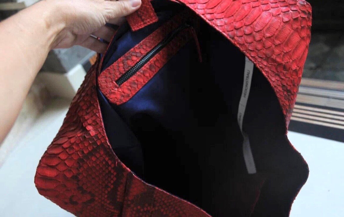Big Soft Hobo Classy Sport Woman Bag | Purse Genuine Python Skin | Red Riva  Elegant Leather Designer Soft Bag Snake | exotic leather purse