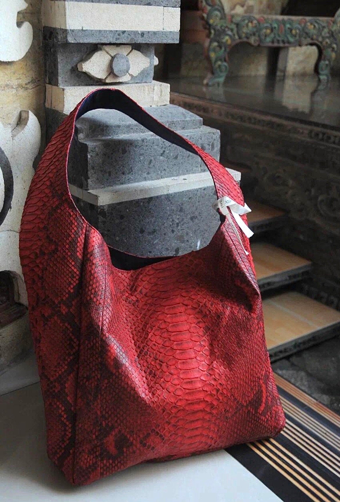 Big Soft Hobo Classy Sport Woman Bag | Purse Genuine Python Skin | Red Riva  Elegant Leather Designer Soft Bag Snake | exotic leather purse