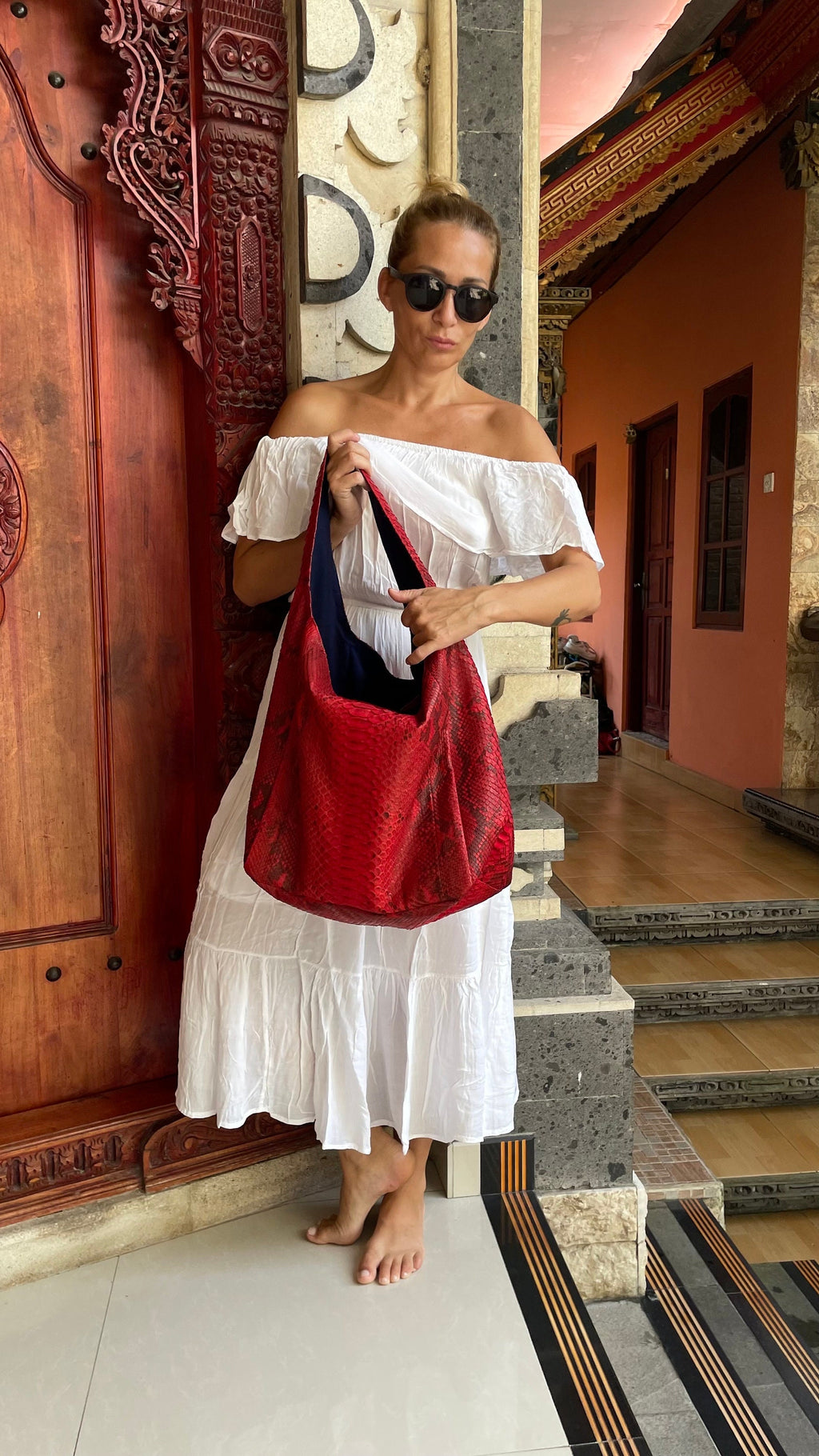 Big Soft Hobo Classy Sport Woman Bag | Purse Genuine Python Skin | Red Riva  Elegant Leather Designer Soft Bag Snake | exotic leather purse
