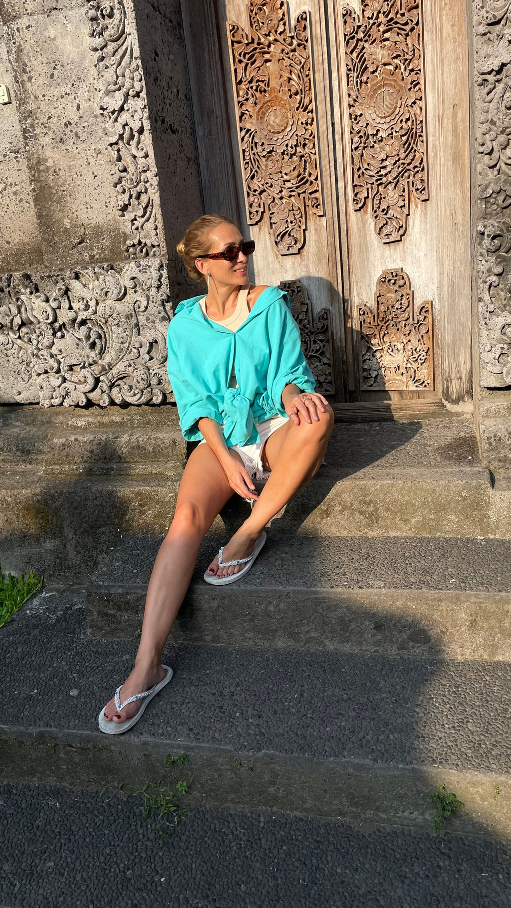 Oversized Linen Shirt MALDI — Turquoise