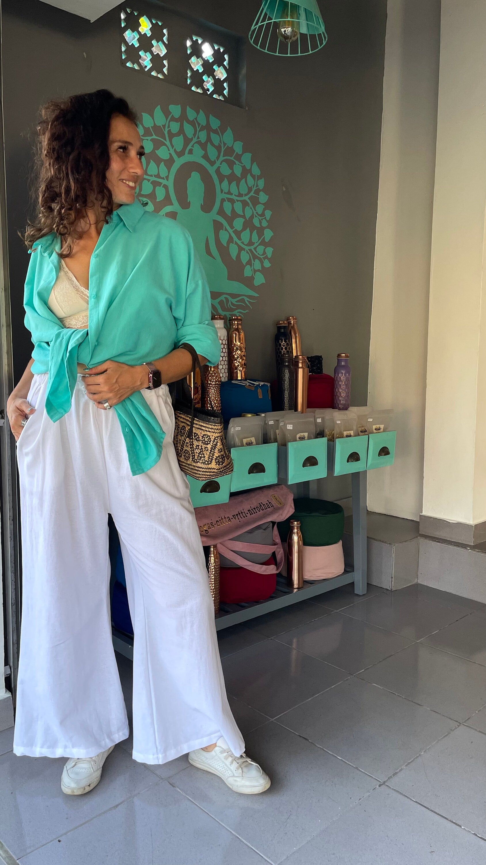 Oversized Linen Shirt MALDI — Turquoise