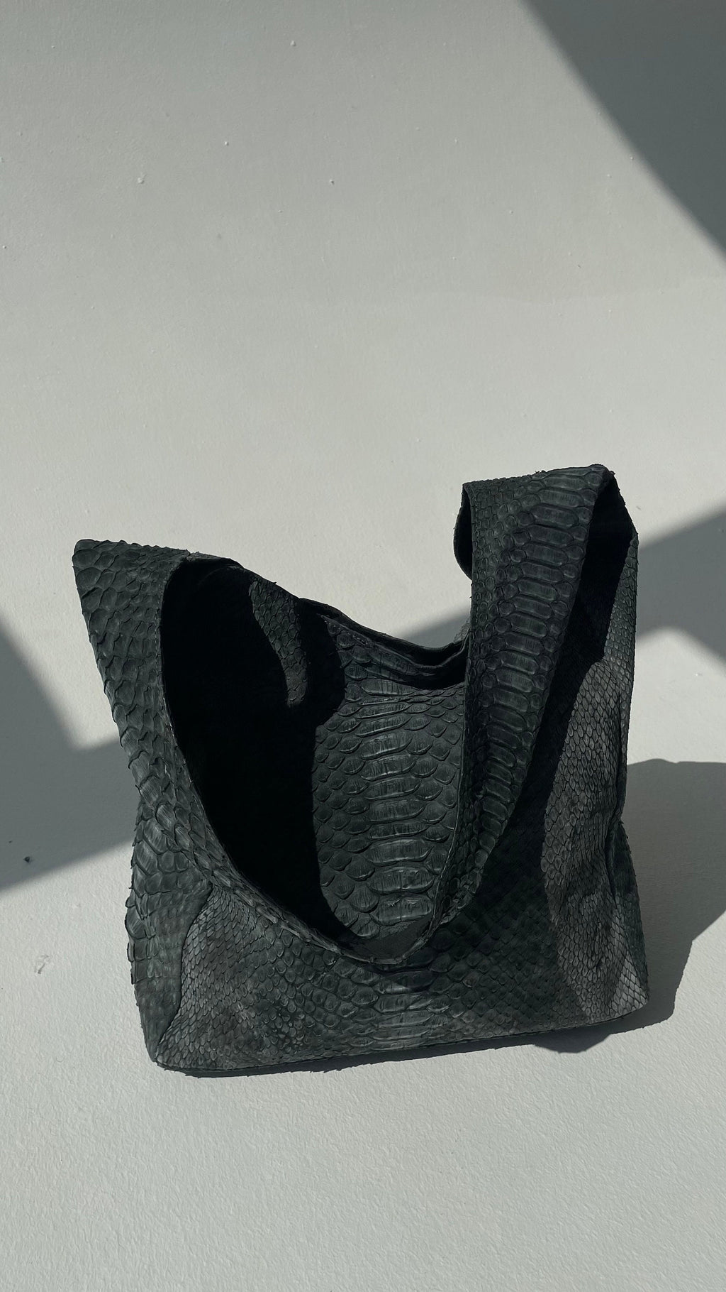 Big Soft Hobo Python Skin Bag RIVA — Grey