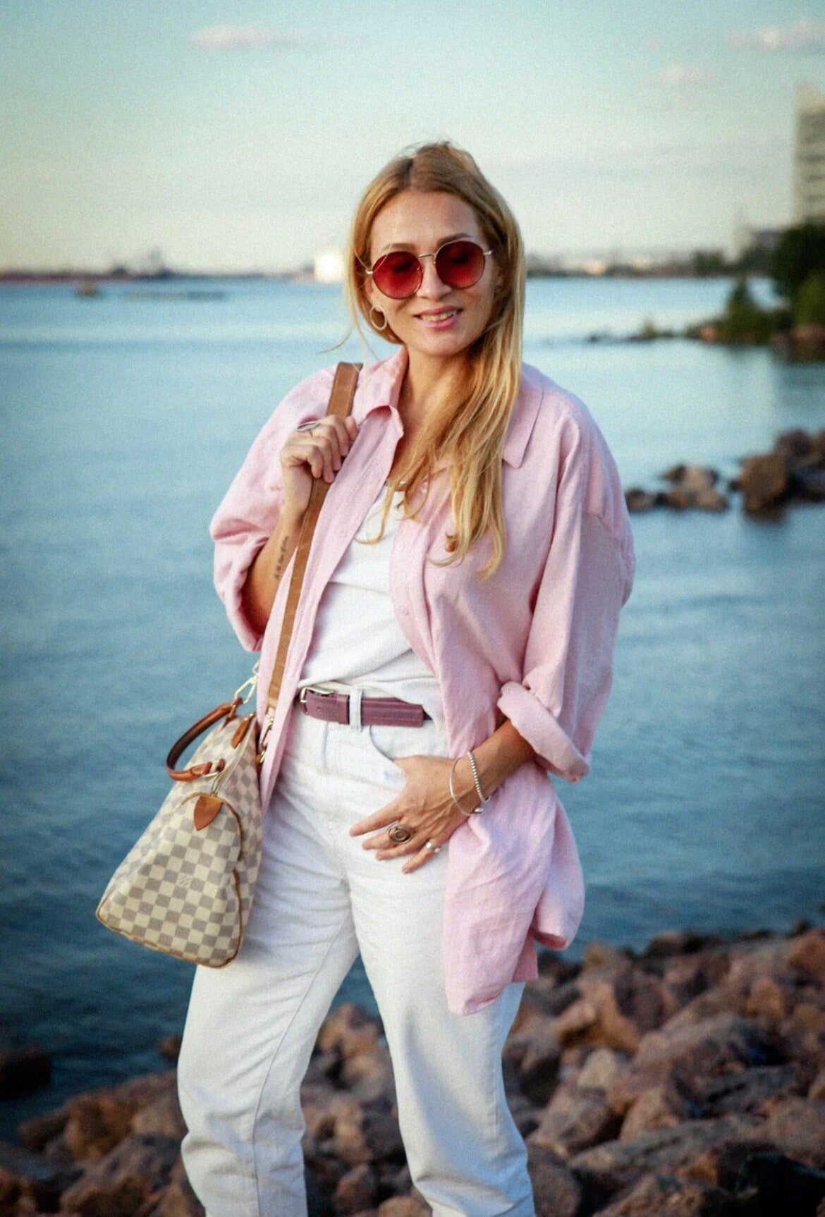 Oversized Linen Shirt MALDI — Pink