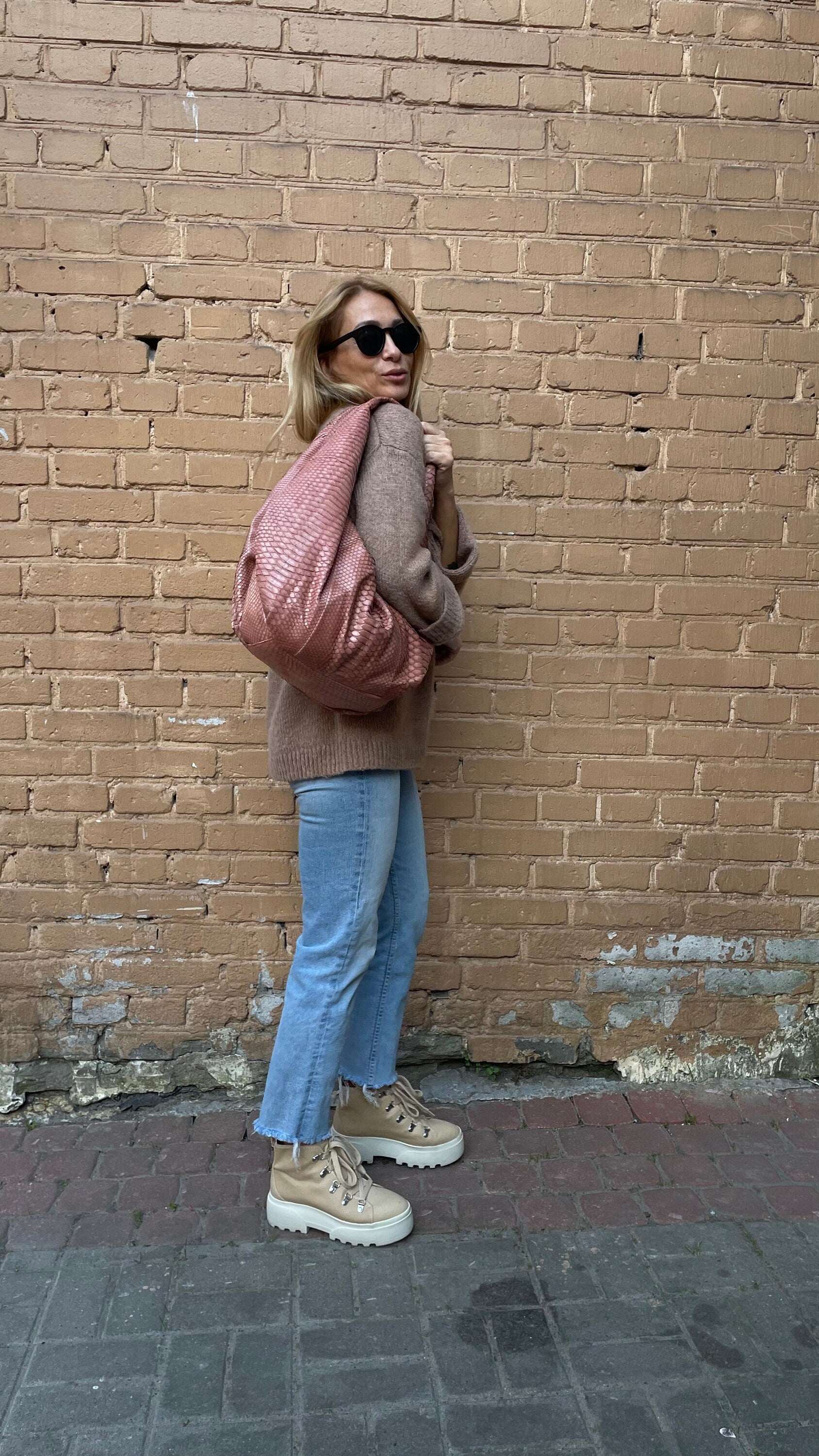 Big Soft Hobo Classy Sport Woman Bag | Purse Genuine Python Skin | Python Skin Products | Beige Big Elegant Leather Designer Soft Bag Snake