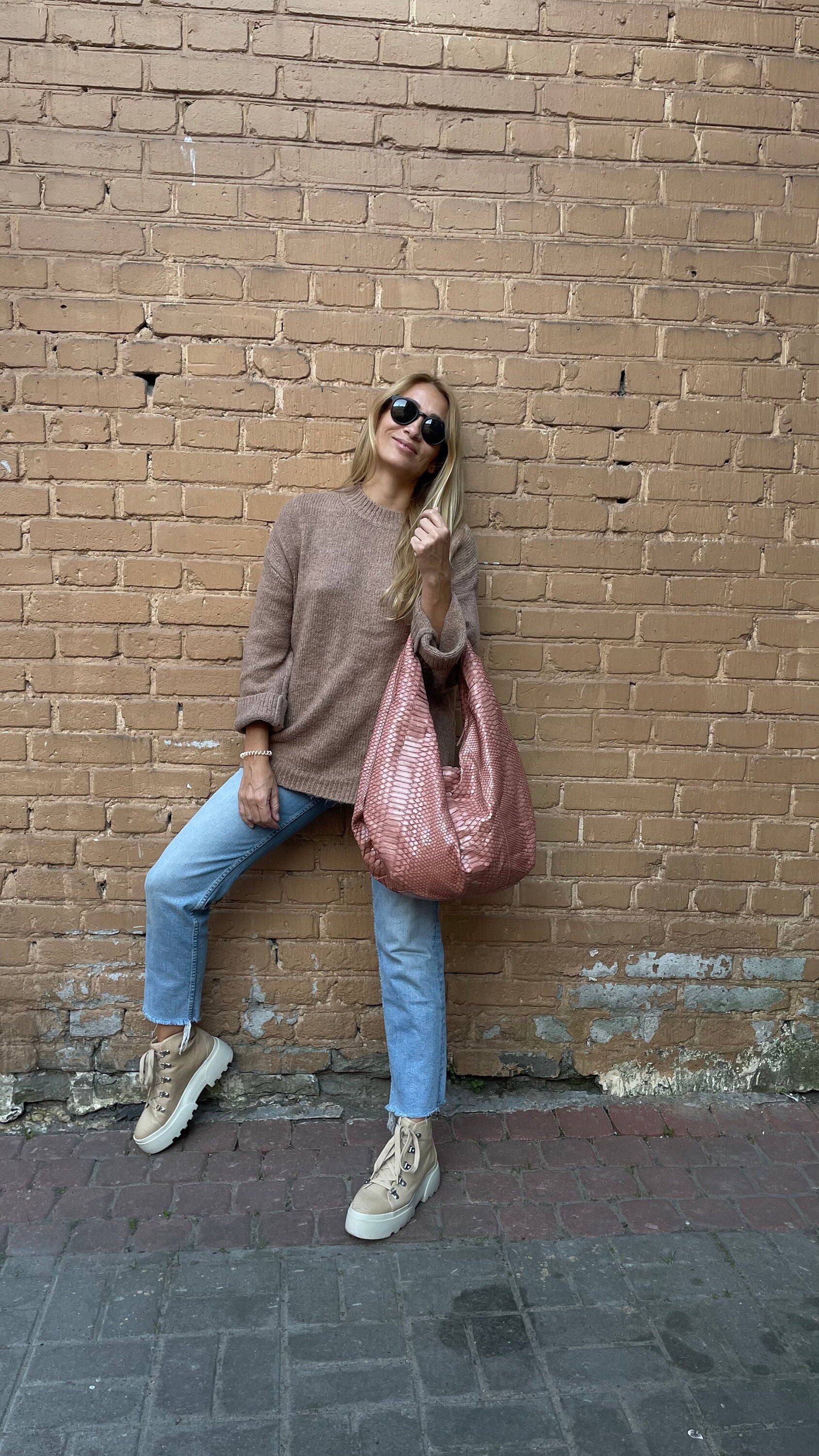 Big Soft Hobo Classy Sport Woman Bag | Purse Genuine Python Skin | Python Skin Products | Beige Big Elegant Leather Designer Soft Bag Snake