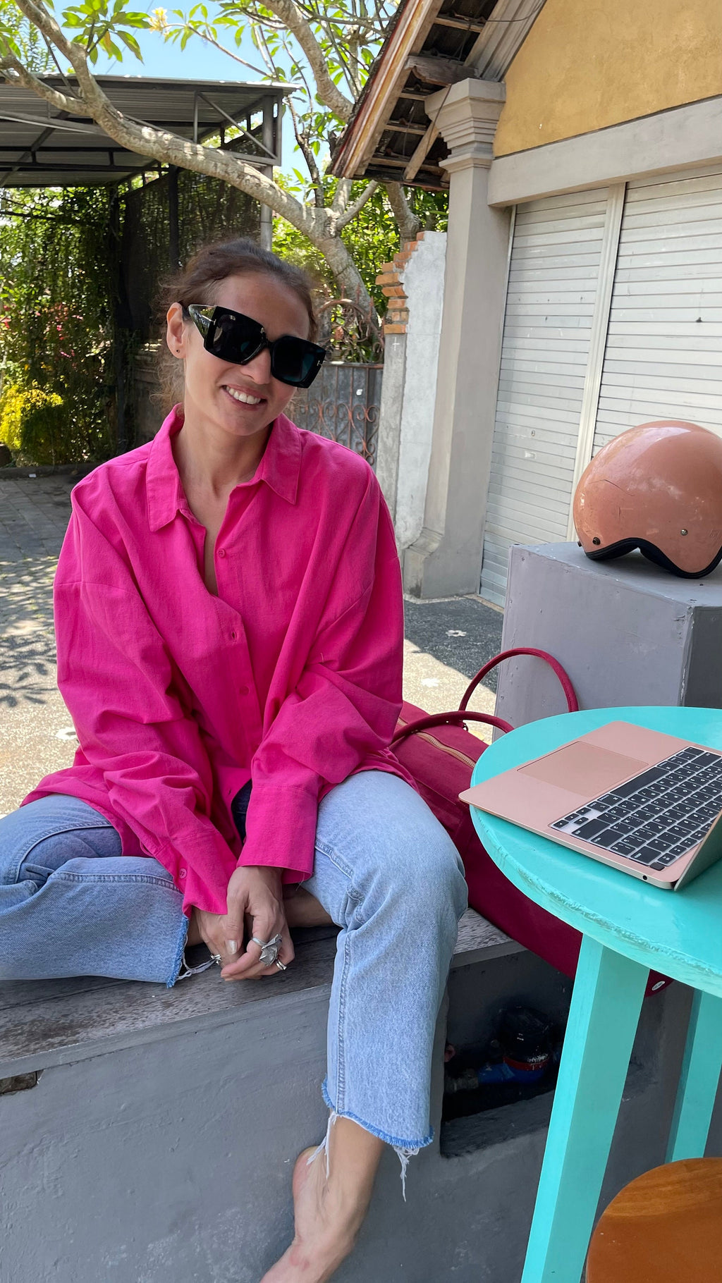 Oversized Linen Shirt MALDI — Fuchsia